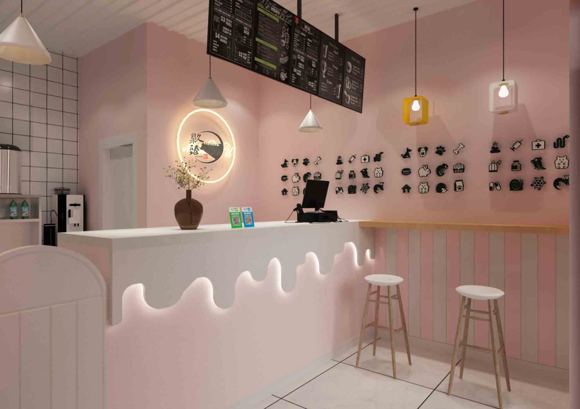 平罗甜心奶茶店设计|设计师所营造的气氛无不让人感觉舒适